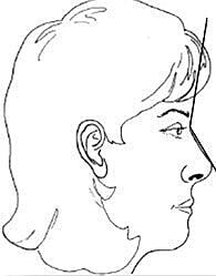 Profile illustration of a woman's head.