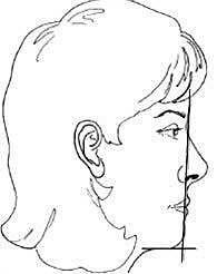Profile illustration of a woman's face.