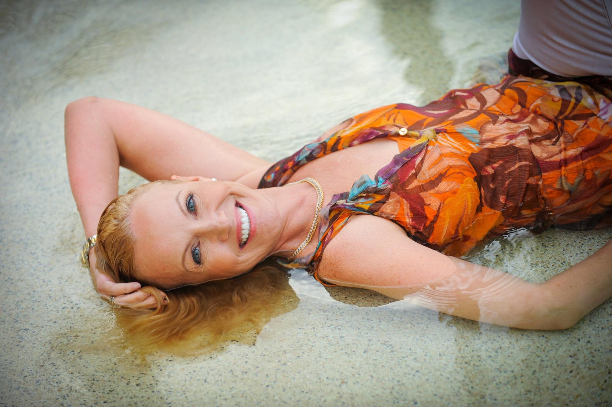 Vero Beach facelift patient in a dress